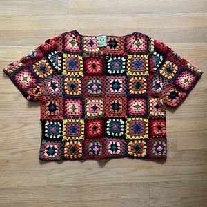 Rare Anthropologie Farm Rio Granny Square Crochet Top